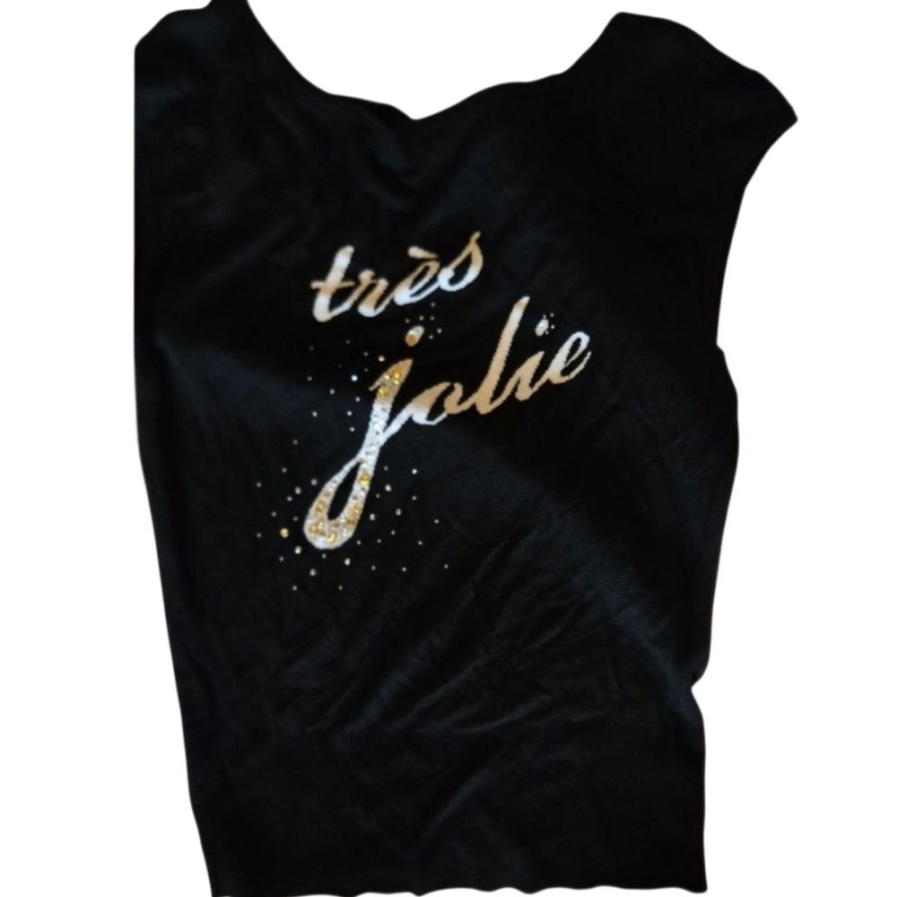 White House Black Market Black And White With Gold And Silver Beading Sweater